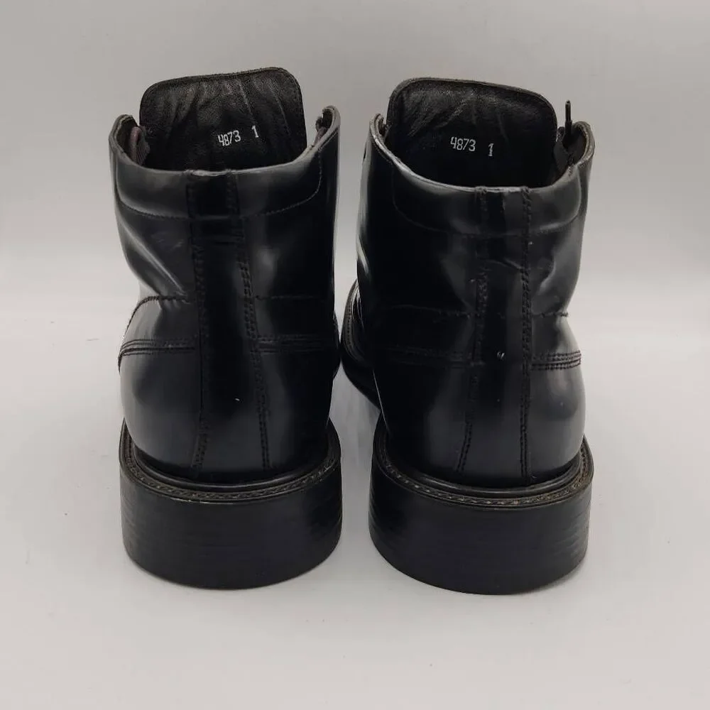 Men's Size 8.5M Black Leather Square Toe Heeled Dress Shoes